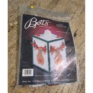 Betts Reindeer Needle Art Tissue Box Cover-up Rudolph Bell Christmas Kit 694 NEW